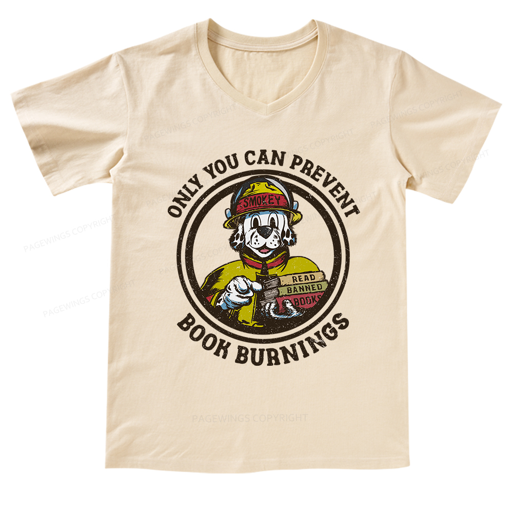 Pagewings Prevent Book Burnings V-neck T-shirt
