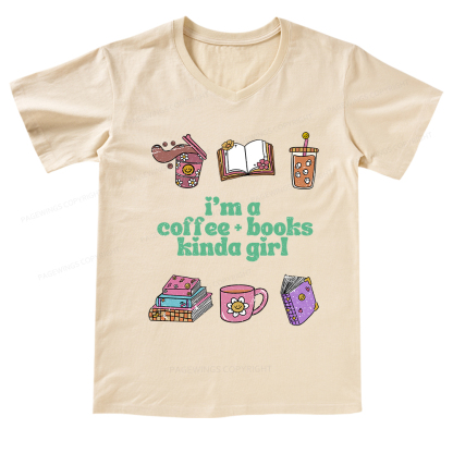 Pagewings I 'm A Coffee Books Kinda Girl V-neck T-shirt