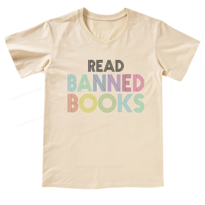 Pagewings Read Banned Books Shirt  V-neck T-shirt