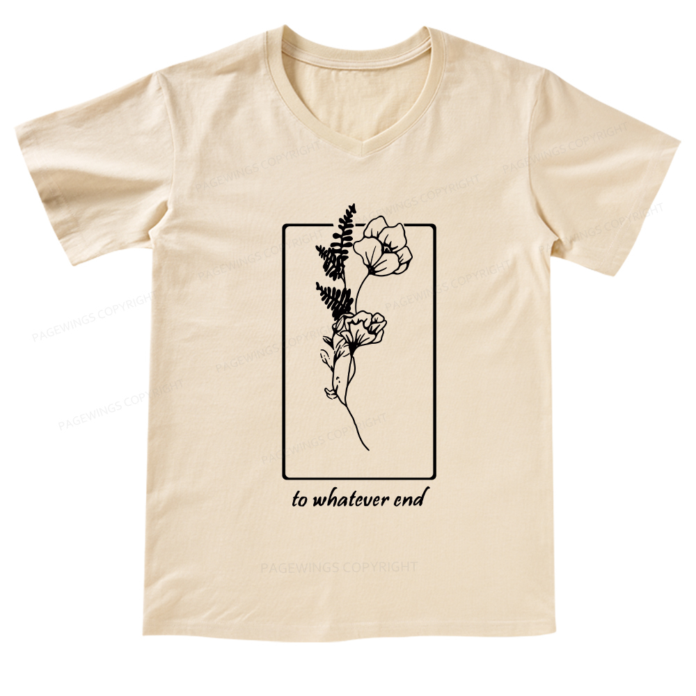 Pagewings Throne Of Glass Flower Aelin Quote V-neck T-shirt