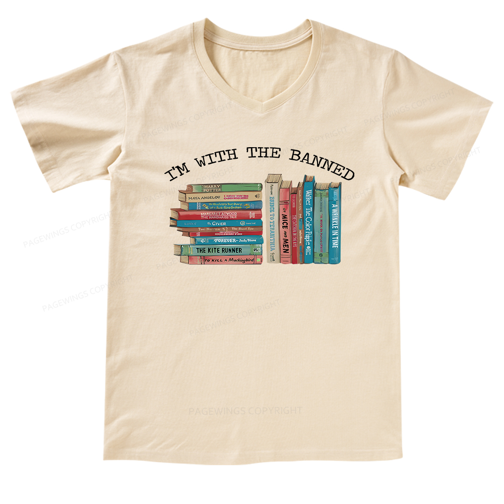 Pagewings I'm With The Banned Books V-neck T-shirt