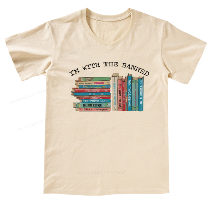Pagewings I'm With The Banned Books V-neck T-shirt