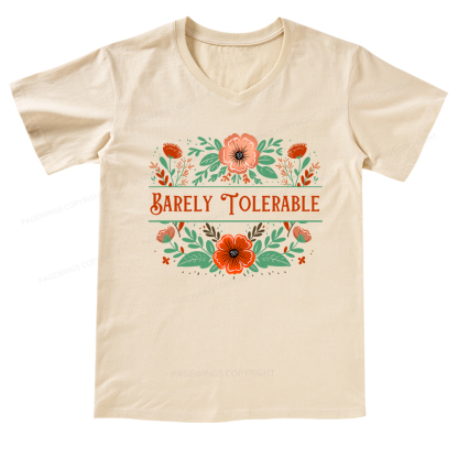 Pagewings Barely Tolerable Book Lover Bookish V-neck T-shirt