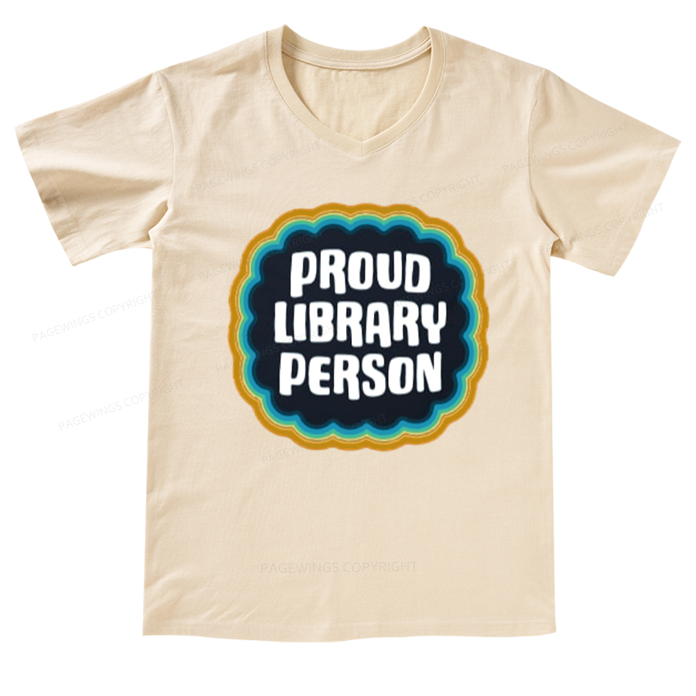 Pagewings Proud Library Person V-neck T-shirt