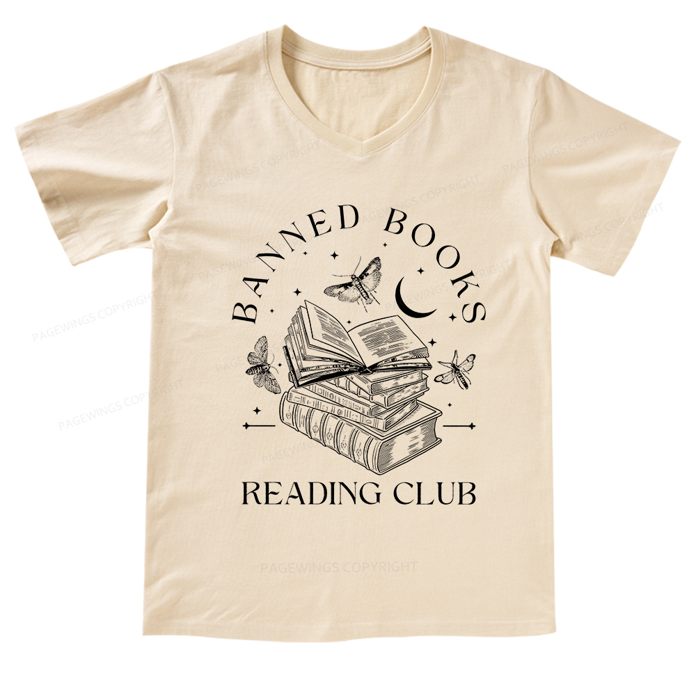 Pagewings Banned Book Reading V-neck T-shirt