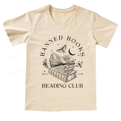 Pagewings Banned Book Reading V-neck T-shirt