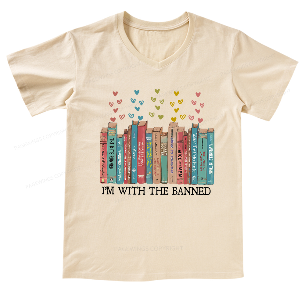 Pagewings I'm With The Banned  V-neck T-shirt