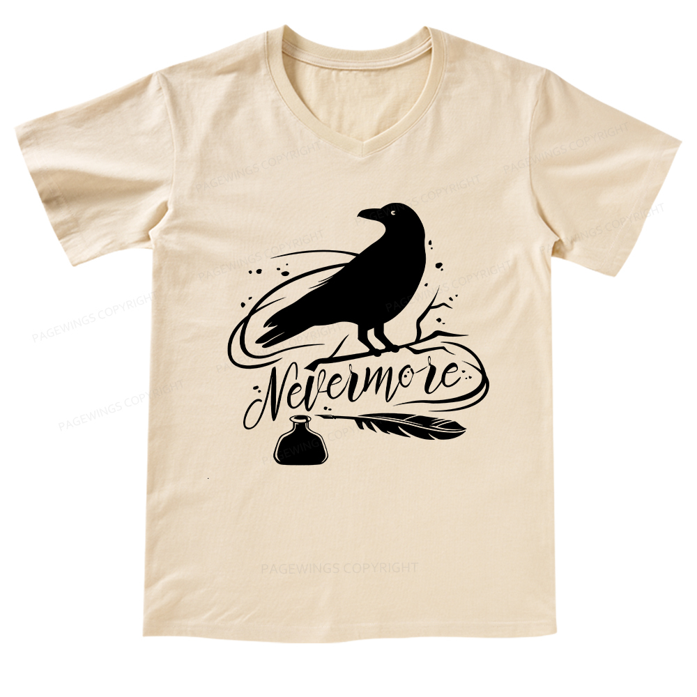 Pagewings Edgar Allen Poe tee V-neck T-shirt