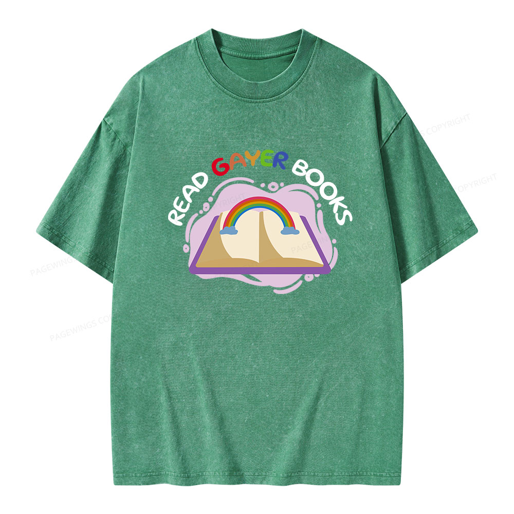 Pagewings Read Gayer Books Unisex Washed T-shirt