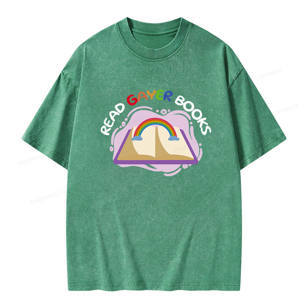 Pagewings Read Gayer Books Unisex Washed T-shirt