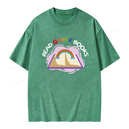 Pagewings Read Gayer Books Unisex Washed T-shirt