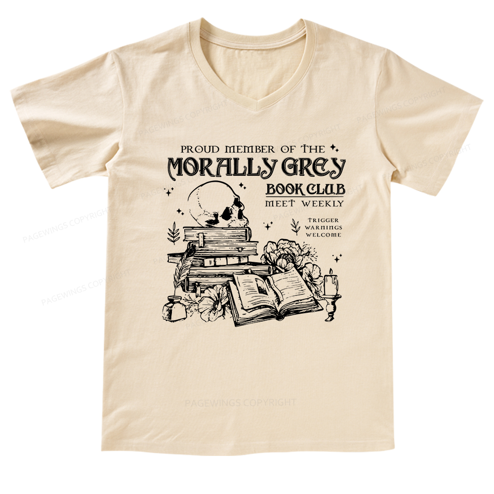 Pagewings Morally Grey Book Club V-neck T-shirt