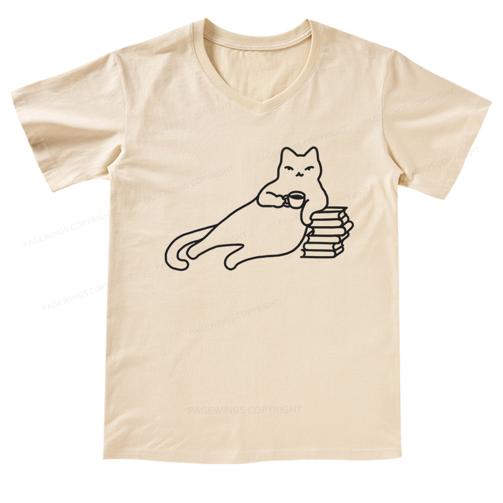 Pagewings Book Lover Shirt For Women V-neck T-shirt