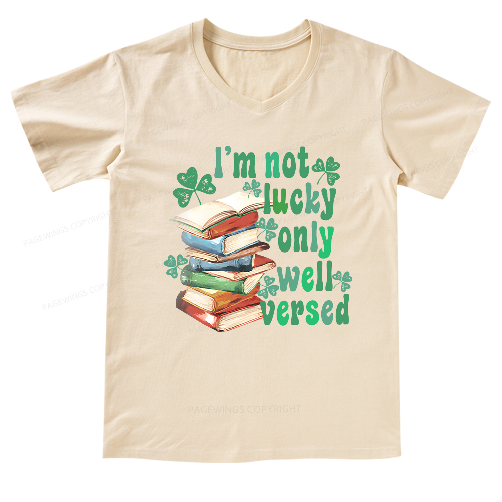 Pagewings St Patty Day Trendy Retro Book Shamrock V-neck T-shirt