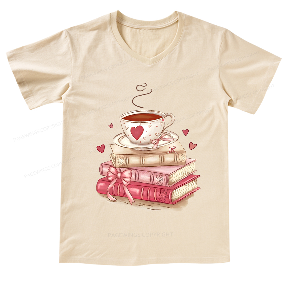 Pagewings Book Lover Valentine Sweatshirt V-neck T-shirt