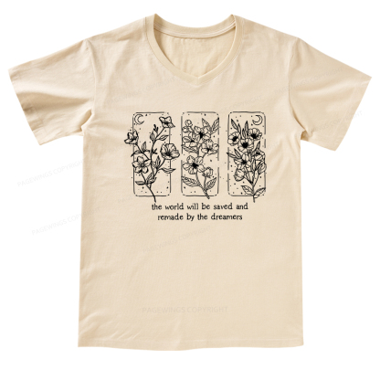 Pagewings The World Will Be Saved And Remade By The Dreamers V-neck T-shirt