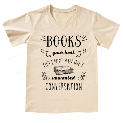 Pagewings Books your best defense Book Reading V-neck T-shirt