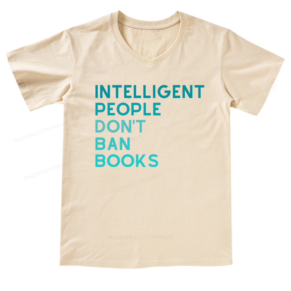 Pagewings Intelligent People Don't Ban Books V-neck T-shirt