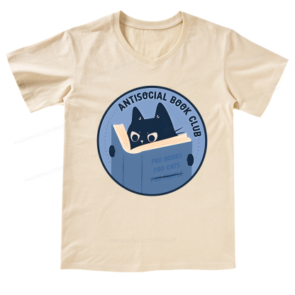 Pagewings Anitisocial Book Club T-Shirt V-neck T-shirt