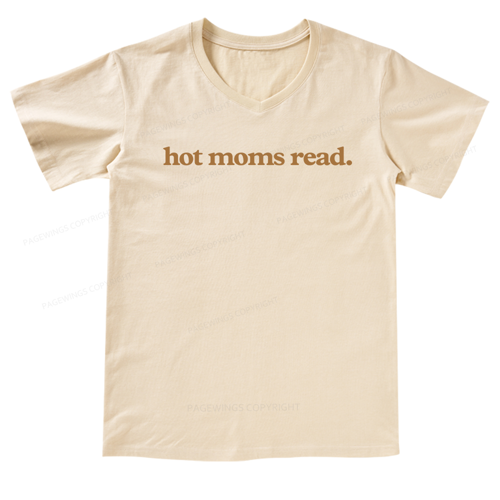 Pagewing Hot Moms Read V-neck T-shirt