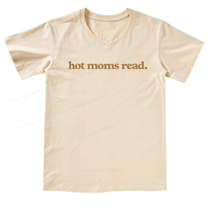 Pagewing Hot Moms Read V-neck T-shirt