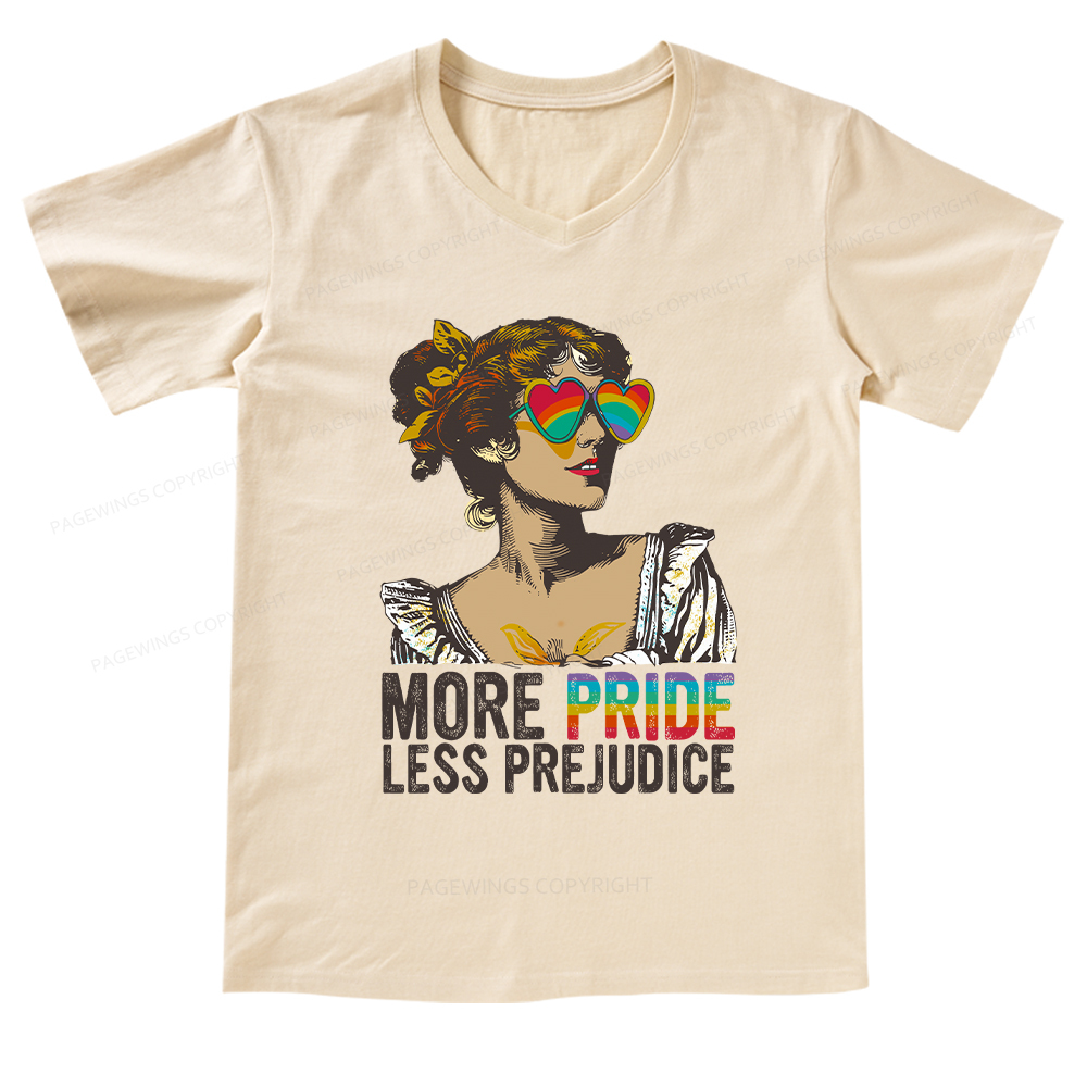 Pagewings More Pride Less Prejudice V-neck T-shirt