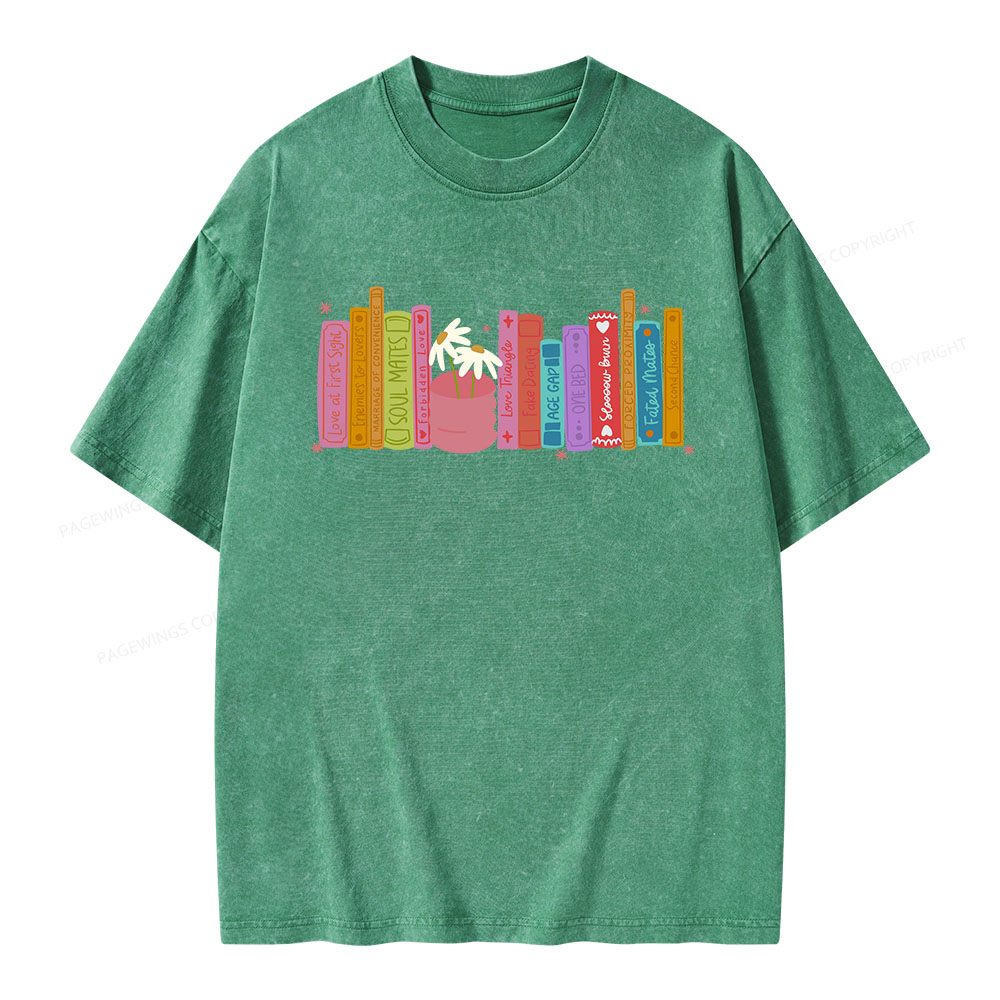 Pagewings Romance Book Tropes Unisex Washed T-shirt