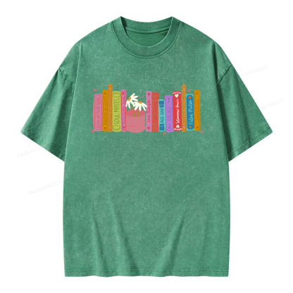 Pagewings Romance Book Tropes Unisex Washed T-shirt