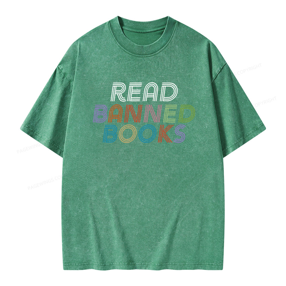 Pagewings Read Banned Books Unisex Washed T-shirt