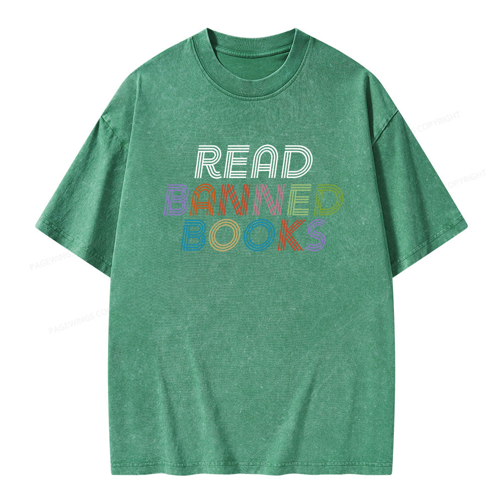 Pagewings Read Banned Books Unisex Washed T-shirt