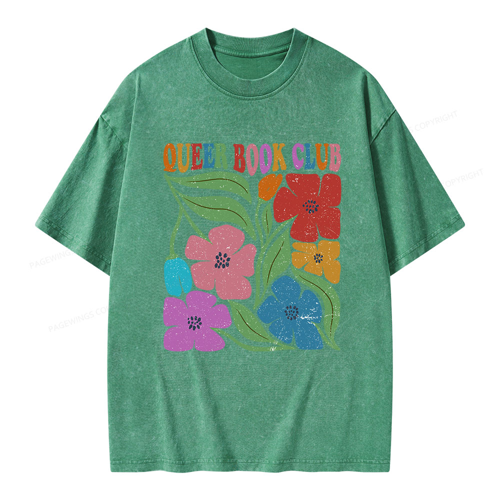 Pagewings Queer Book Club Unisex Washed T-shirt