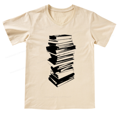 Pagewings Stack of Books V-neck T-shirt