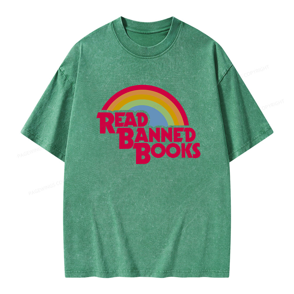 Pagewings Read Banned Books Unisex Washed T-shirt