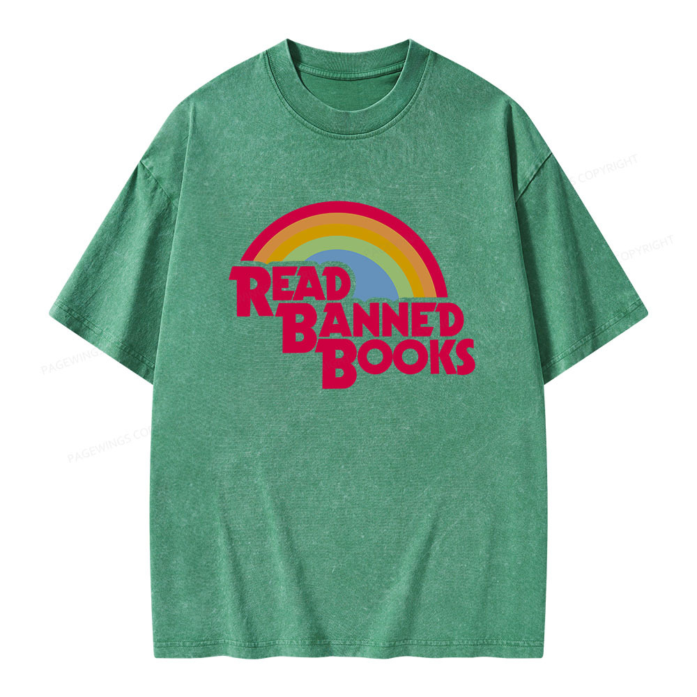 Pagewings Read Banned Books Unisex Washed T-shirt