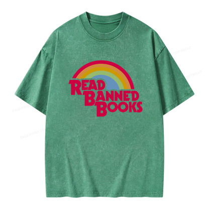 Pagewings Read Banned Books Unisex Washed T-shirt