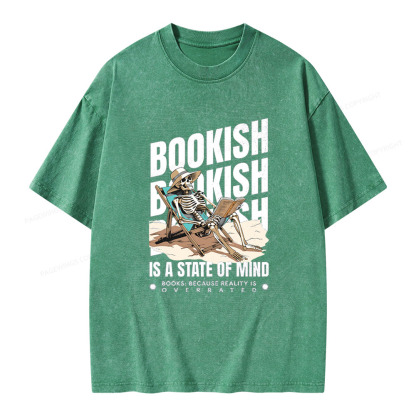 Pagewings Bookish Is A State Of Mind Unisex Washed T-shirt