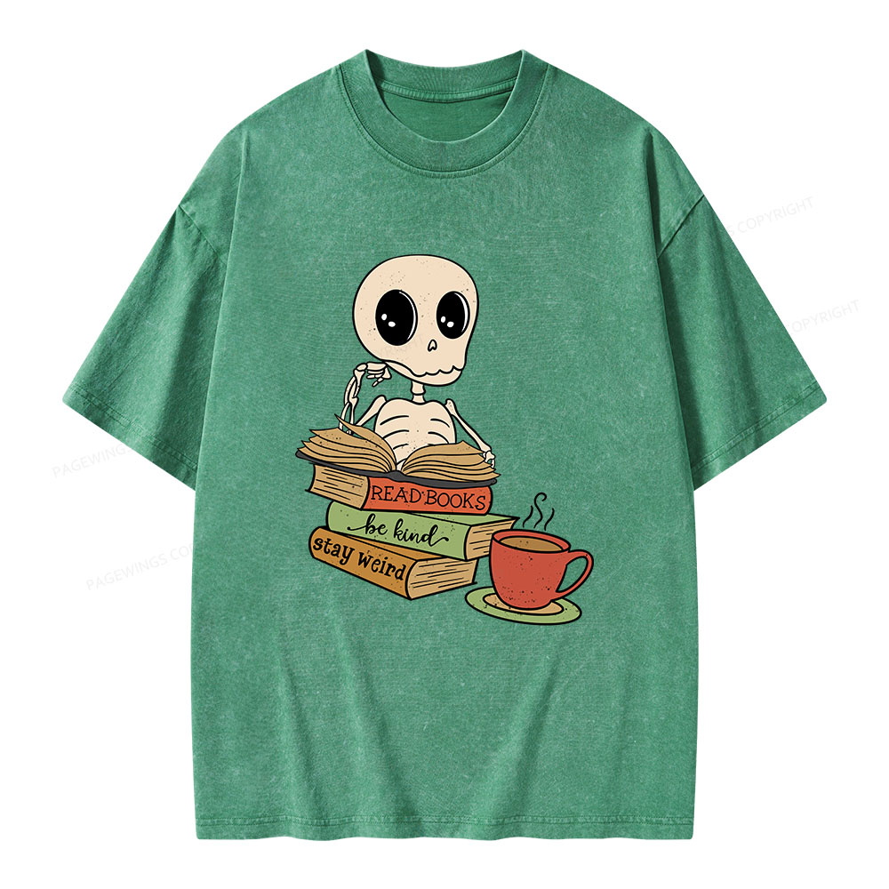 Pagewings Read Books Be Kind Stay Weird Unisex Washed T-shirt