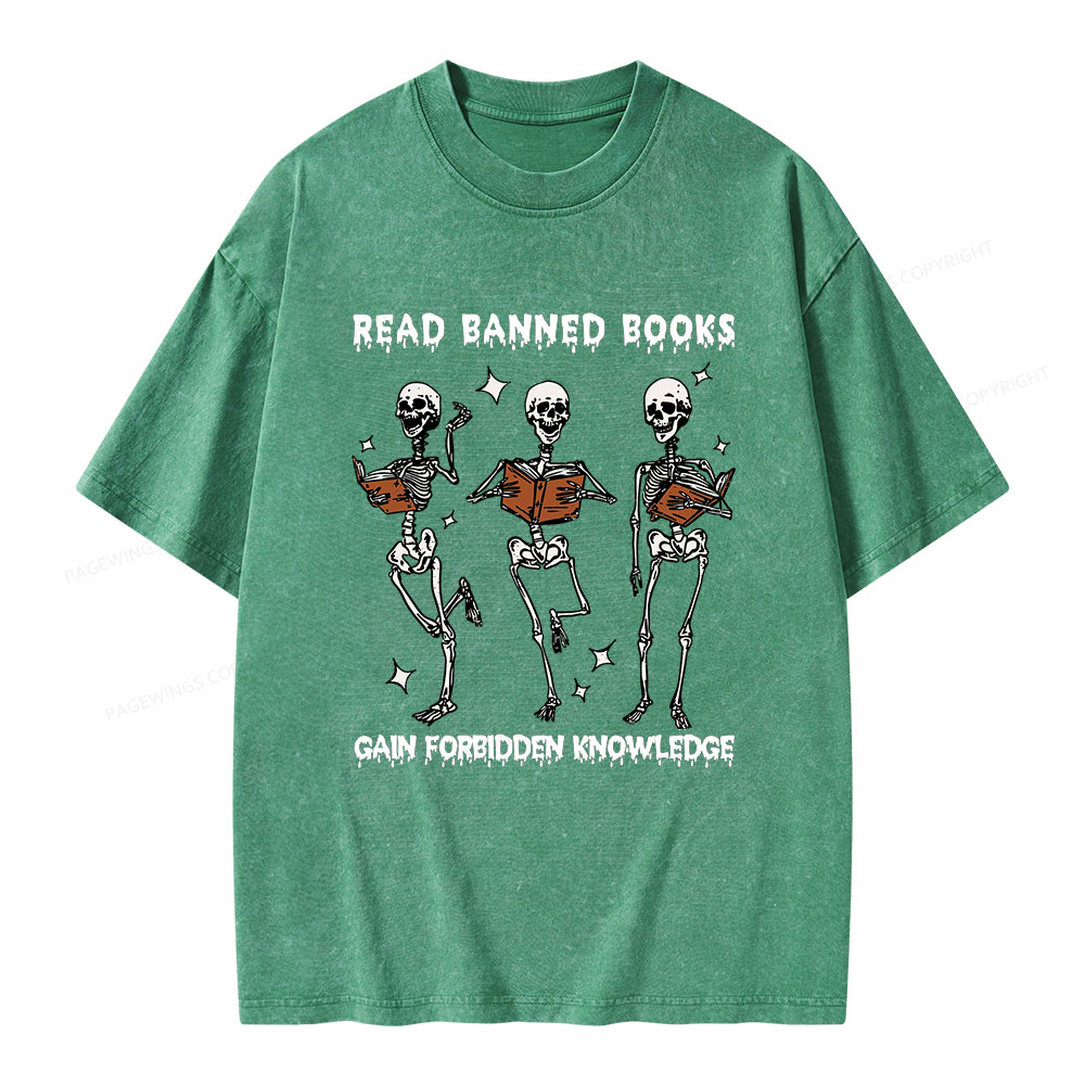 Pagewings Read Banned Books Gain Forbidden Knowledge Unisex Washed T-shirt