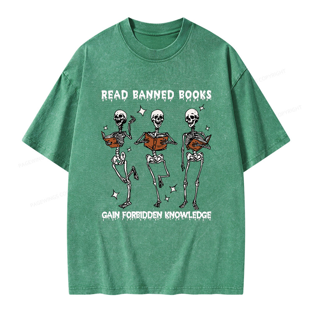 Pagewings Read Banned Books Gain Forbidden Knowledge Unisex Washed T-shirt