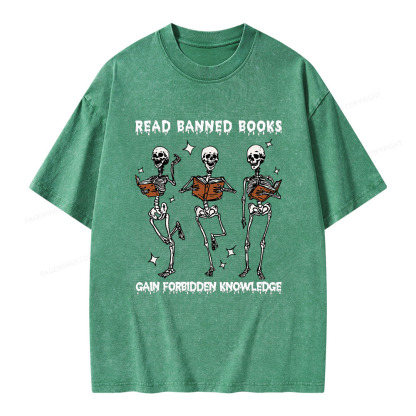 Pagewings Read Banned Books Gain Forbidden Knowledge Unisex Washed T-shirt