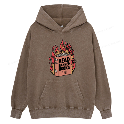 Pagewing Read Banned Books Shirt Unisex Washed Hoodie