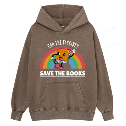 Pagewing Ban The Fascists Save The Books Shirt Unisex Washed Hoodie