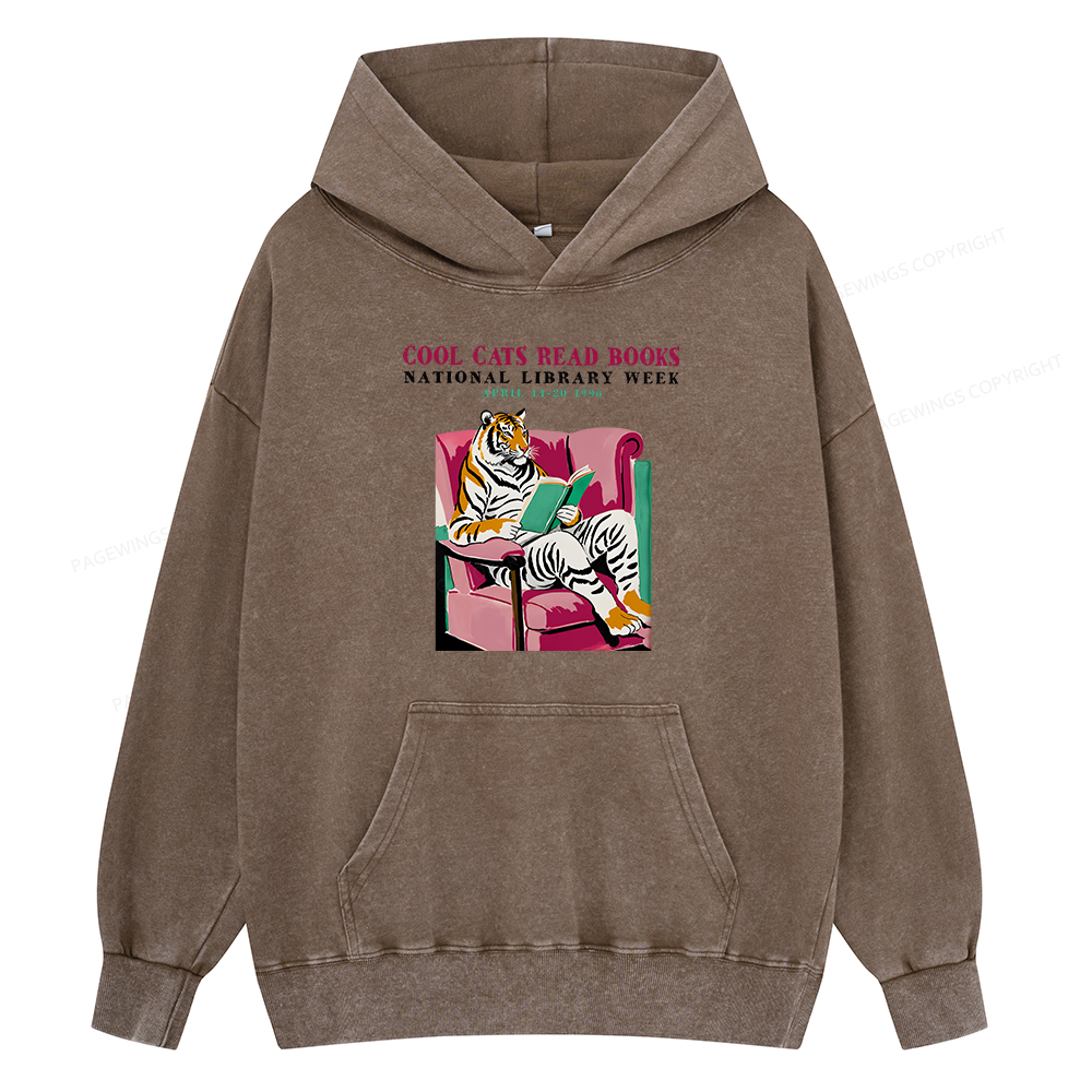 Pagewing Library Week Poster 1996 Unisex Washed Hoodie