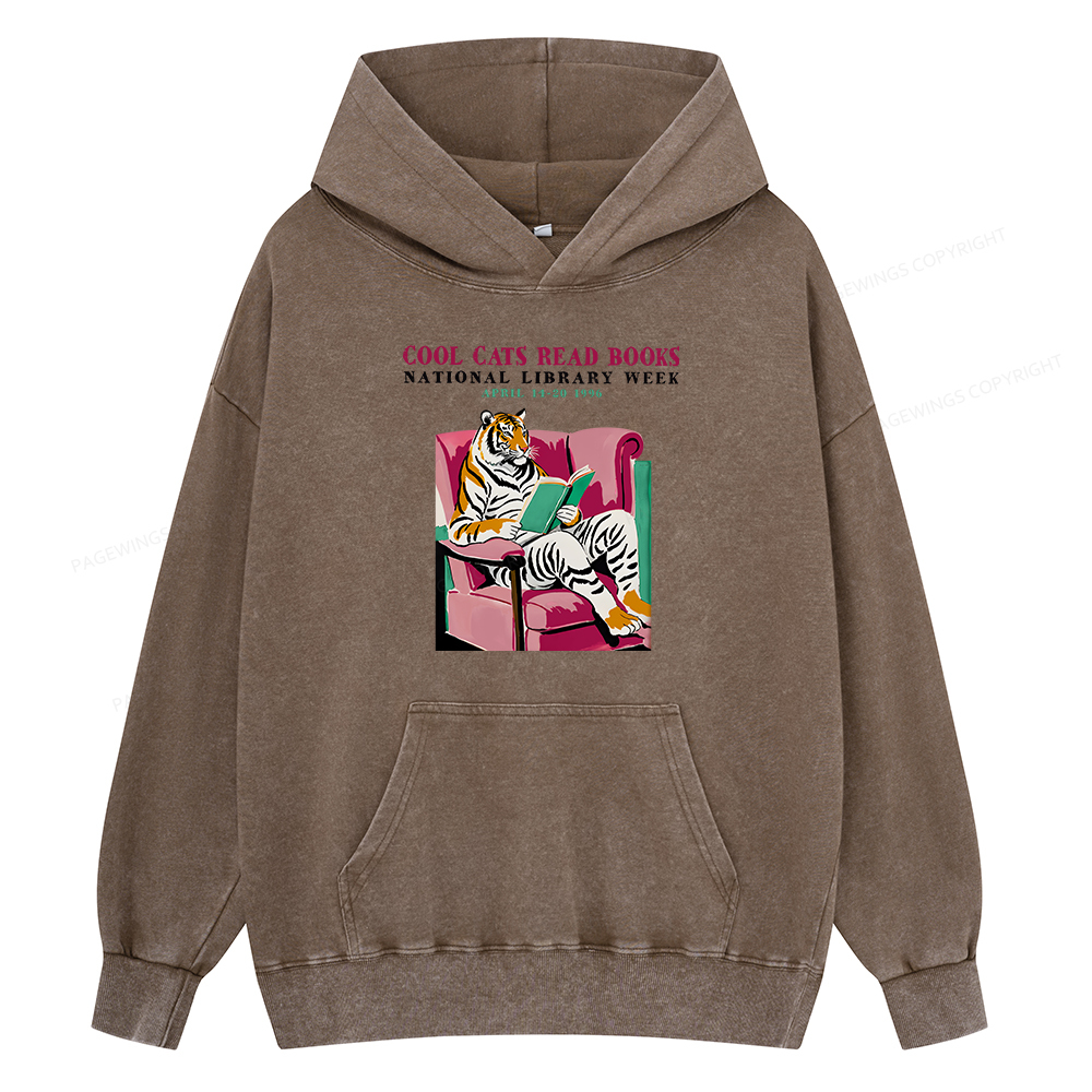 Pagewing Library Week Poster 1996 Unisex Washed Hoodie
