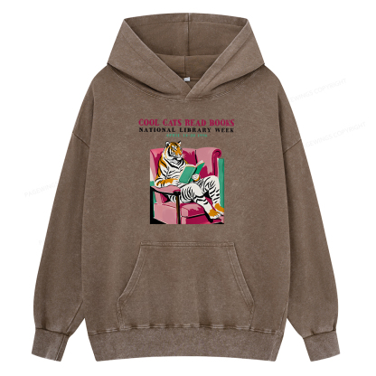 Pagewing Library Week Poster 1996 Unisex Washed Hoodie
