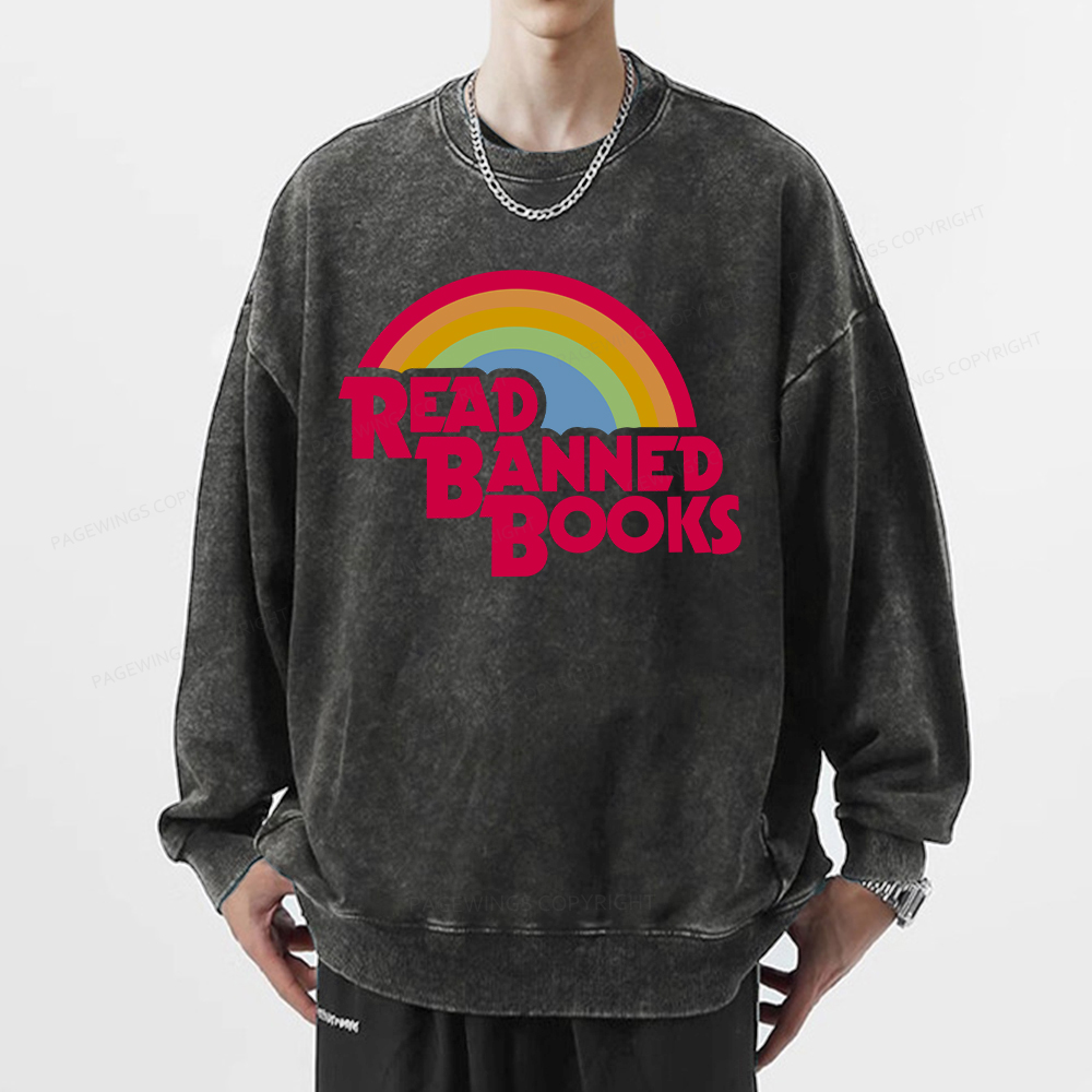 Pagewings Read Banned Books Unisex Washed Sweatshirt