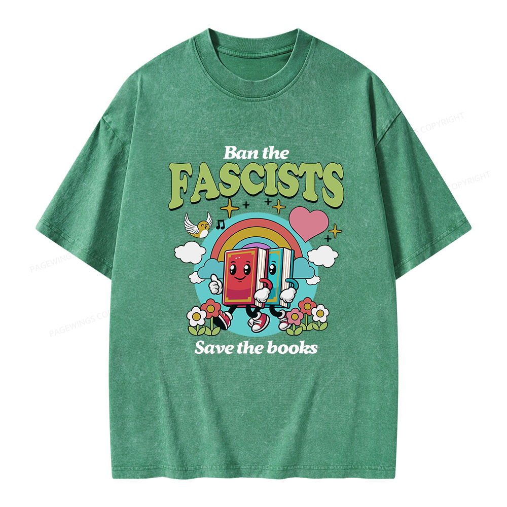 Pagewings Ban the Fascists Save the Books Unisex Washed T-shirt