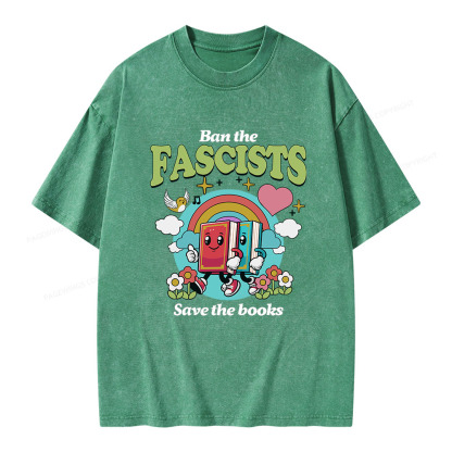 Pagewings Ban the Fascists Save the Books Unisex Washed T-shirt
