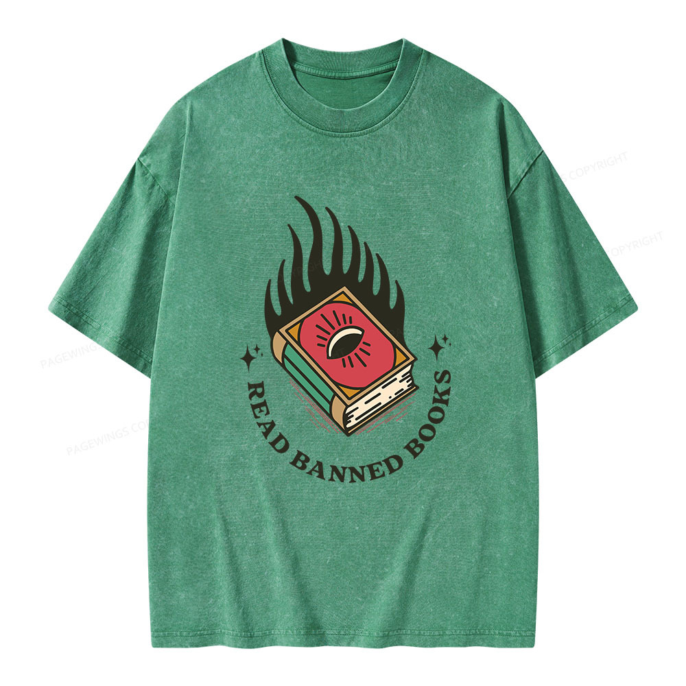 Pagewings Read Banned Books Unisex Washed T-shirt