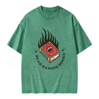 Pagewings Read Banned Books Unisex Washed T-shirt